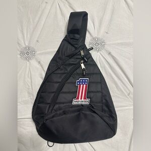 Harley-Davidson #1 RWB Logo Deluxe USB Quilted Travel Sling Backpack - Black